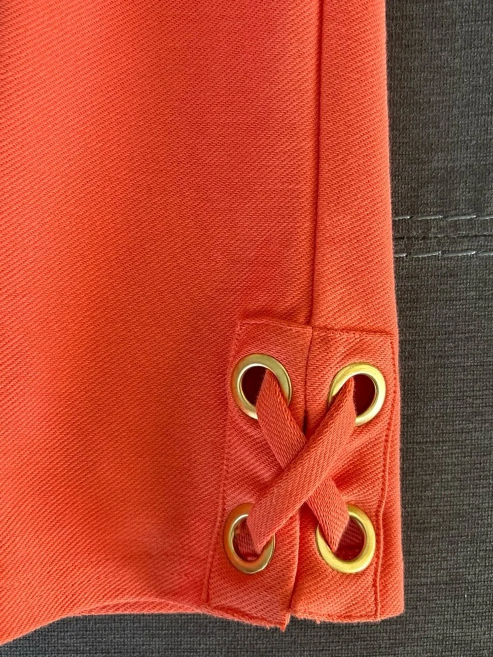 Michael Kors Coral Skinny Ponte Pants with Grommet Hem Detail. L